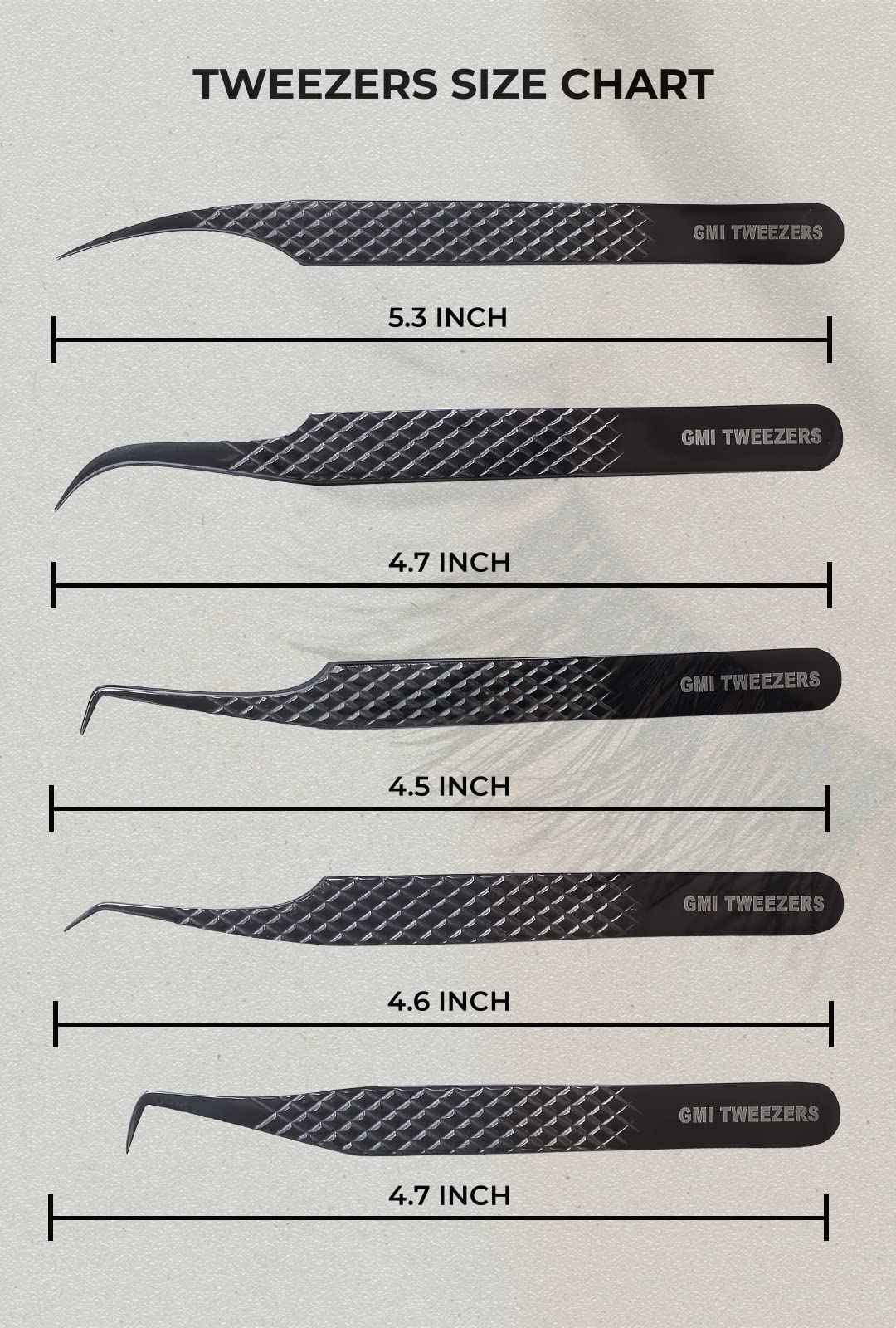 GMI TWEEZERS GMI Lash Tweezers - Set of 5 Eyelash Tweezers- Stainless Steel Eyelash Extension Tweezers - Multipurpose Lash Tweezers T2233 Tweezer