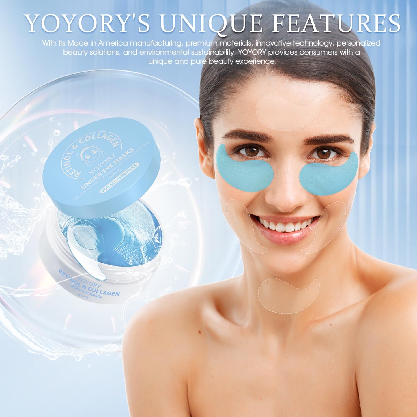 YOYORY Under Eye Patches Masks - for Dark Circles, Puffy Eyes, Fine Lines, Wrinkles, Eye Bags Treatment with Collagen and Hyaluronic Acid, Moisturizing and Hydrating (60 Pcs)…