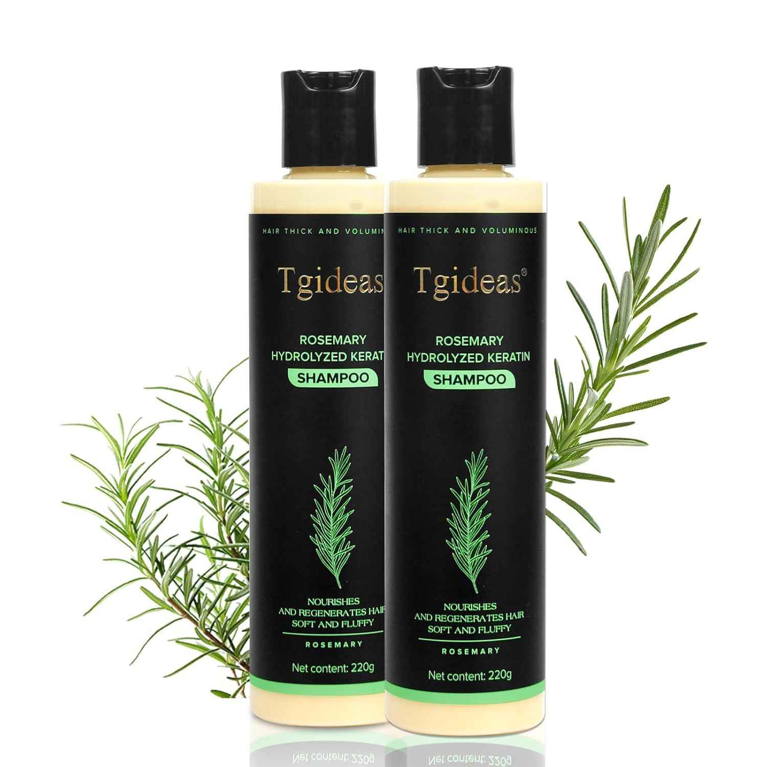 Tgideas Rosemary Biotin Shampoo - Volumizing, Sulfate-Free, for Thinning, Dry, Damaged Hair, Vegan, Color-Safe, 14.8fl oz