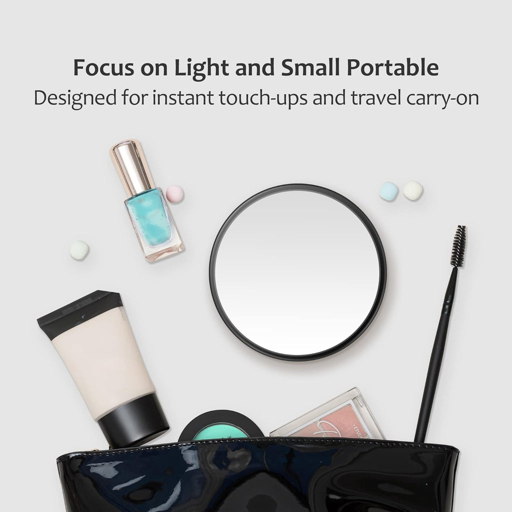 MIYADIVA 40X Magnifying Mirror, 3.5 Inch Round Compact Mirror with Suction Cup, Stainless Steel Tweezers, Perfect for Makeup, Eyebrows, Beards, Travel