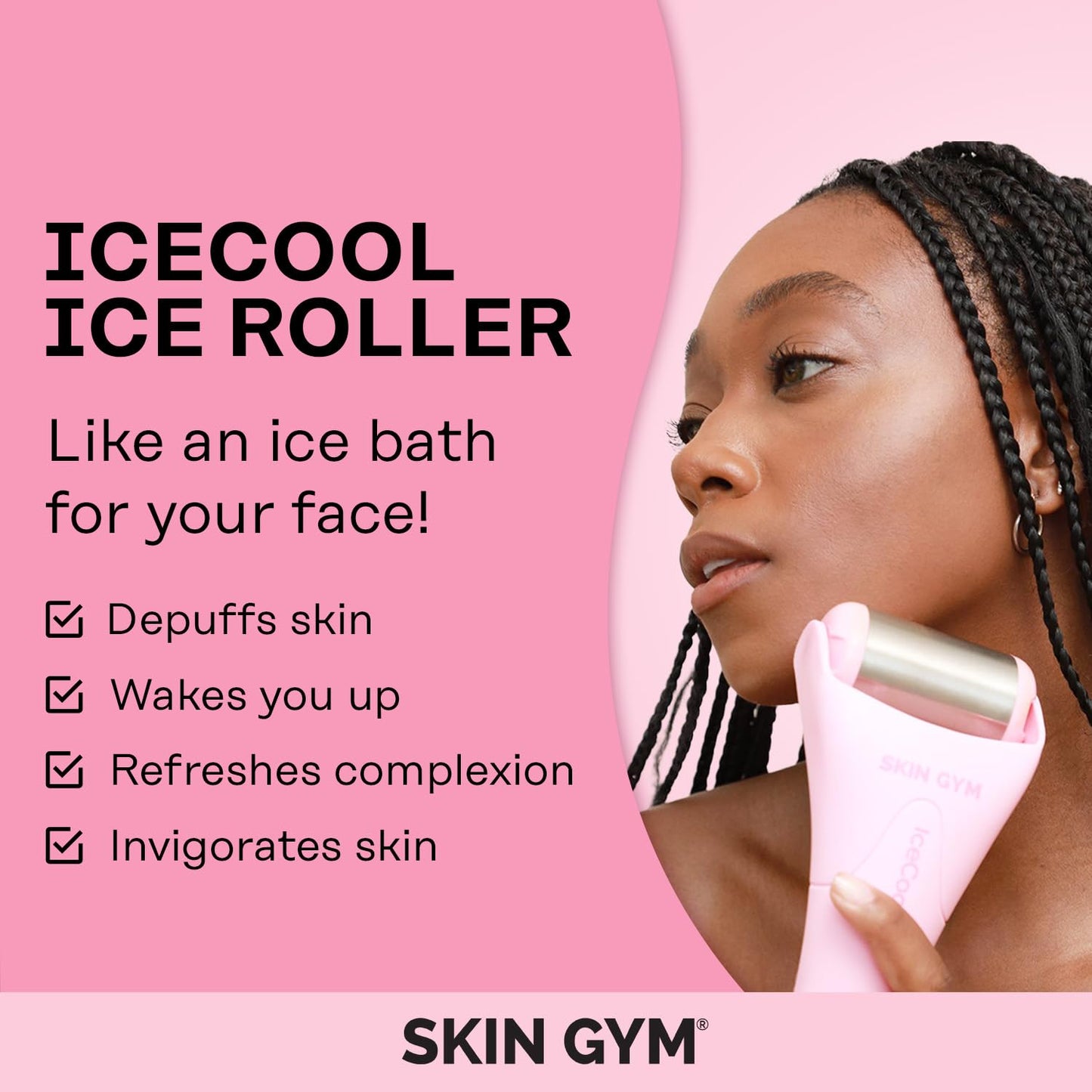 SKIN GYM IceCool Ice Roller for Face - Anti Aging Ice Face Roller & Eye Roller for Eye Puffiness Relief, Travel Size Face Roller Skin Care & Face Ice Roller, Light Facial Ice Roller & Face Depuffer