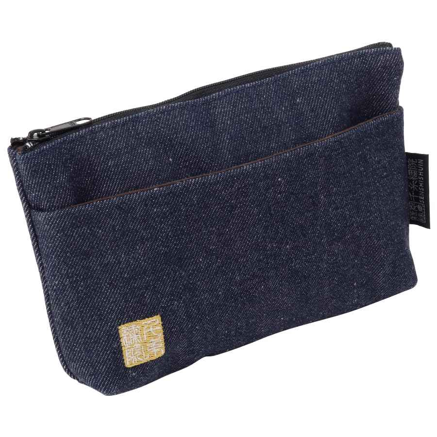 千糸繍院 Brocade zipper pouch, lined with lining and front pocket Nishijin brocade, 1, size S. (Denimu)