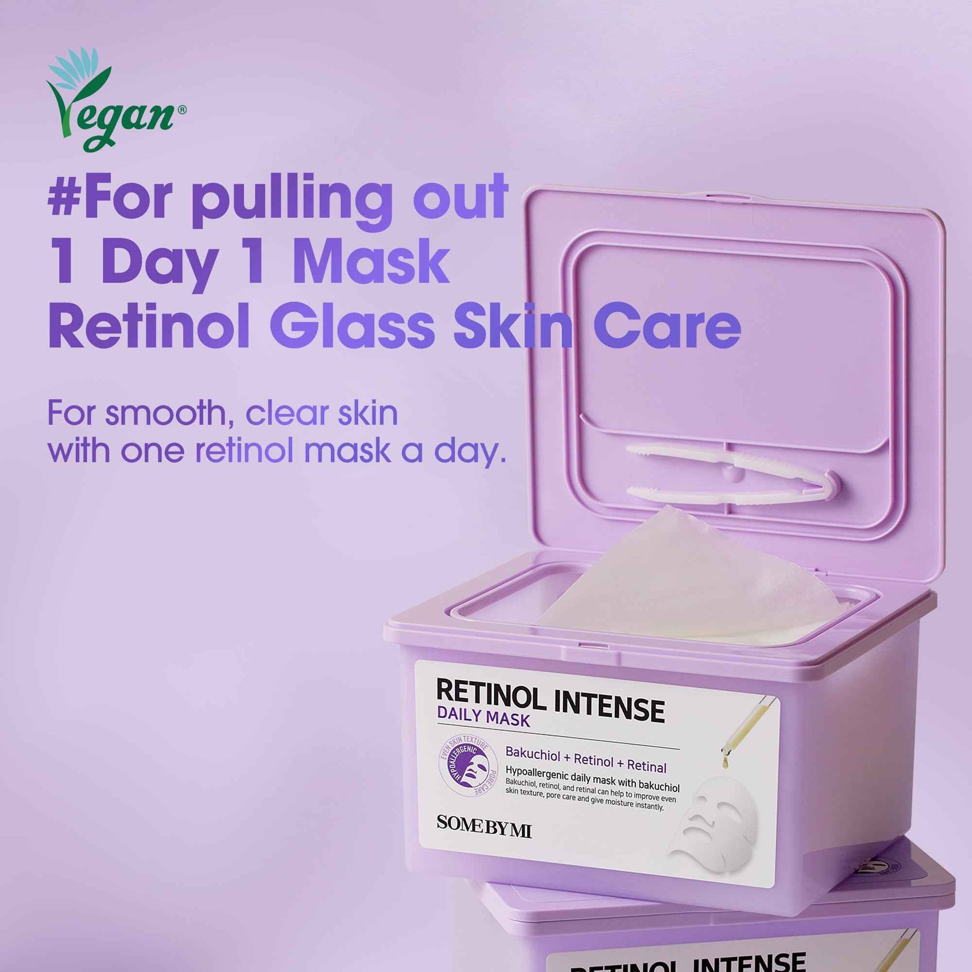 SOME BY MI Retinol Intense Daily Mask - 30 Sheets, 11.8Oz - Mild Korean Retinol Vegan Face Sheet Mask for Glass Skin Routine - Skin Texture, Elasticity and Aging Sign Care - Korean Skin Care