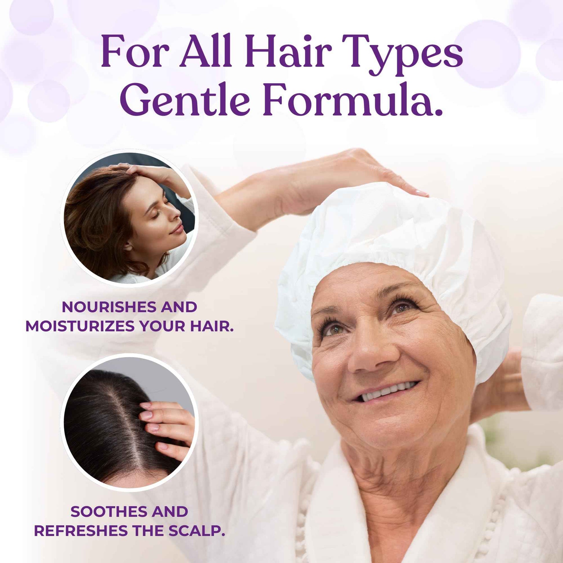 LAVIVIO No Rinse Shampoo Caps – Waterless Hair Washing Shower Caps for Bedridden Patients, Elderly & Hospital Use – Disposable Rinseless Conditioning Bathing Supplies with Aloe Vera, Vitamins - 6 Pack