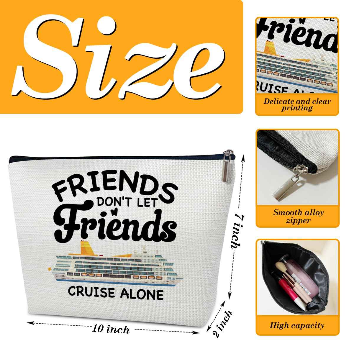 Ythuil Cruise Lovers Makeup Bag Summer Vacation Gift, Cruise Travel Cosmetic Bag Travel Organizer Zipper Pouch For Family Friend, Beach Lover Gift and Beach Theme Decor