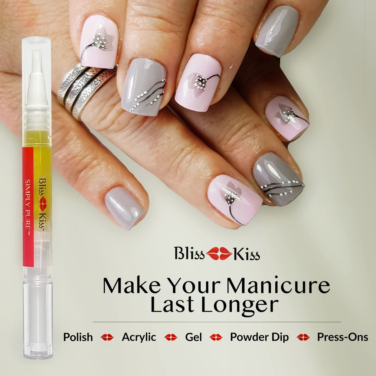 Bliss Kiss | 1 Pumpkin Spice Latte Fragrance | Nail Oil Cuticle Pen w/Vitamin E & Jojoba⏤Nail Strengthener Nail Growth Treatment for Brittle Peeling Breaking Thin Nails