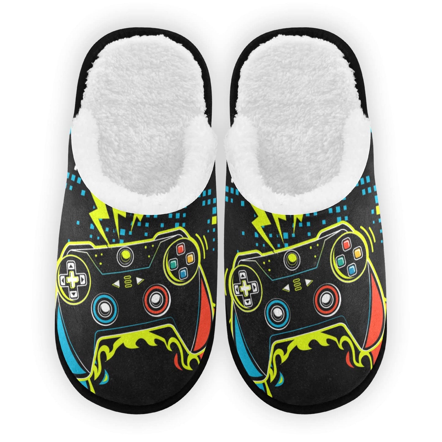 Umidedor Video Game Slippers For Women Girls, Soft Memory Foam Non-Slip Indoor House Slippers Home Shoes for Bedroom Spa Hotel Travel