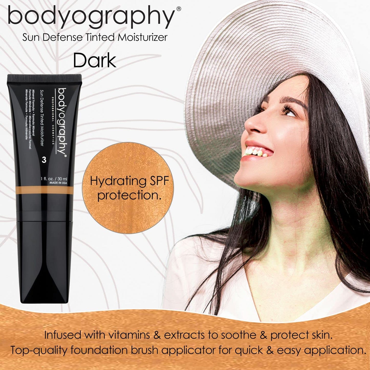 Bodyography Sun Defense Tinted Moisturizer - Nourishes and Defends Skin (Dark)