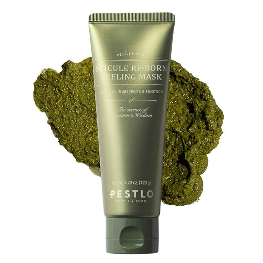 PESTLO Spicule Reborn Exfoliating Peeling Mask for Korean Glass Skin – Natural Marine Spicules, Green Tea & Wormwood for Gentle Exfoliation, Pore Care, Hydration & Radiant Skin, 4.23 oz (120ml)