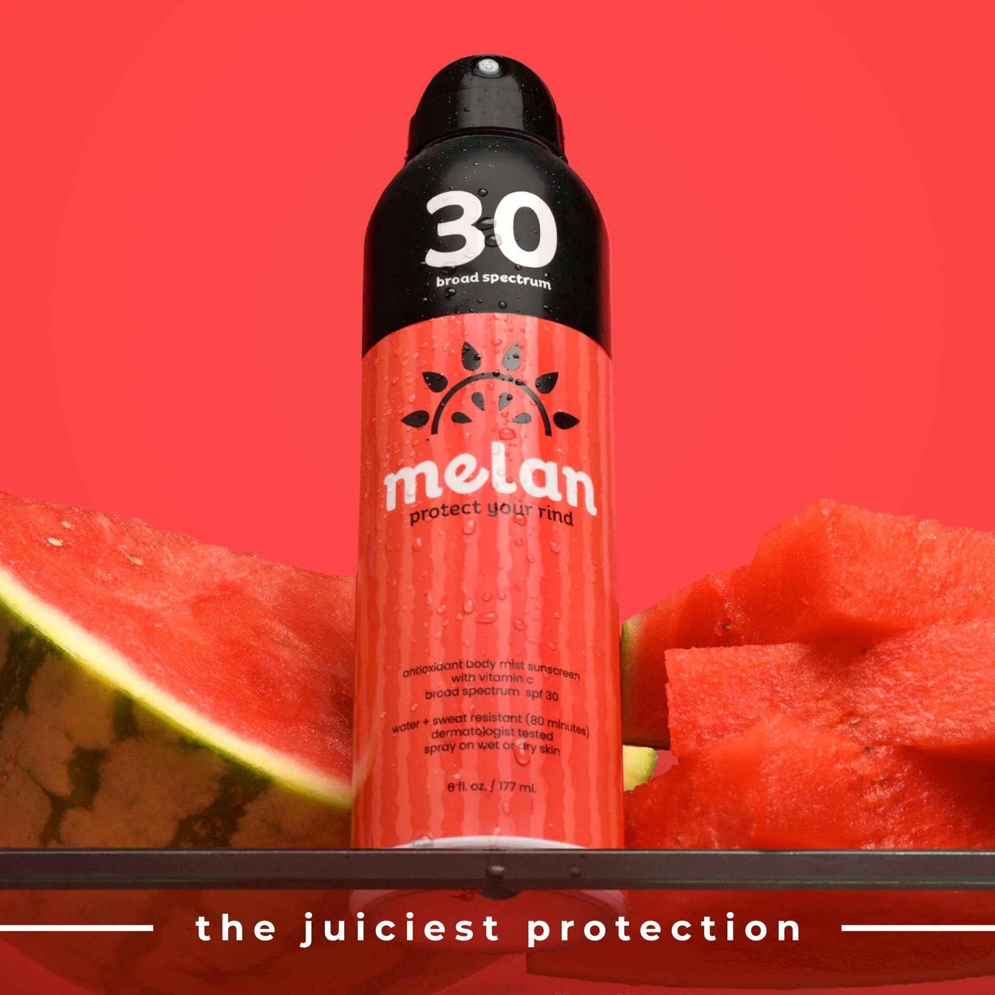 Melan SPF 30 Antioxidant Sunscreen Body Mist, 6 oz - Lightweight, Water & Sweat Resistant, Vitamin C, Green Tea, Broad Spectrum, Vegan, Clean Ingredients, Dermatologist Tested, Non-Greasy, Made in USA