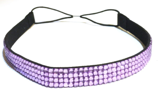 Wigspedia Rhinestone Crystal Stretch Headband 4-Row Head Piece Elastic Hair Band for Women (Lavender Light Purple)