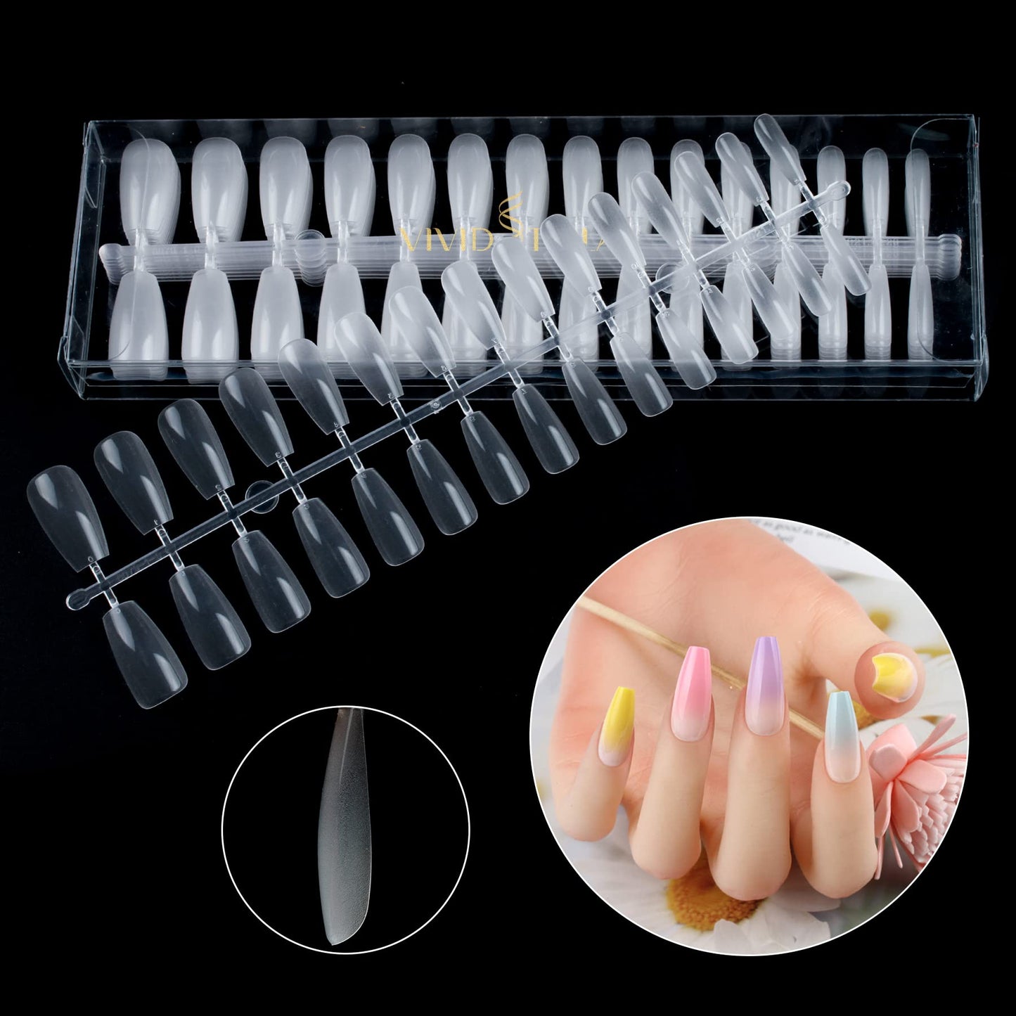 Medium Coffin Nails Full Cover Poly Extension Soft Gel Nail Clear Acrylic Ballerina Nail Tips Salons Home DIY Nail Art 15 Sizes