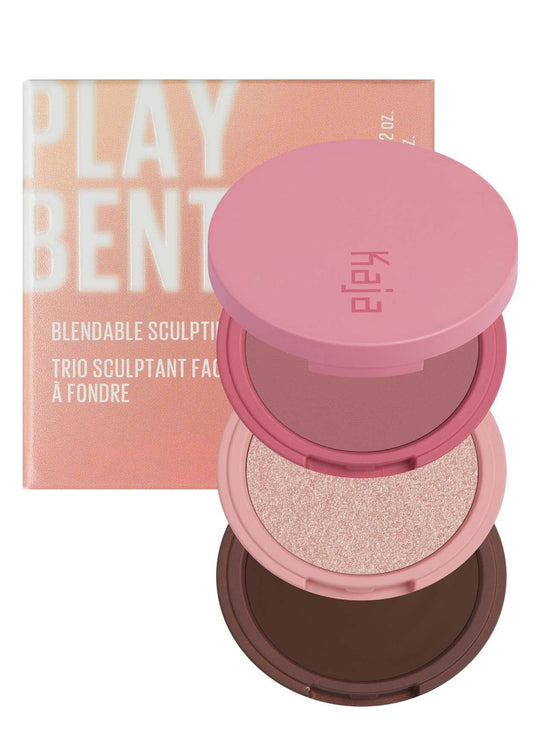 Kaja 3-in-1 Blendable Sculpting Trio - Play Bento | with Mango Seed Butter, Cream Bronzer, Powder Blush, and Highlighter, 2.5 Dolce Cappuccino