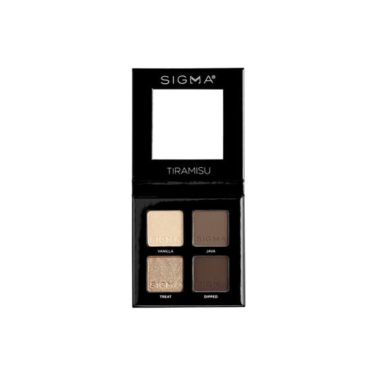 Sigma Beauty Quad Eyeshadow Palette – Makeup Eyeshadow Quad with a Buttery Soft Formula and Buildable, Blendable Shades for a Flawless Eye Look, Designed for All Day Wear (Tiramisu)