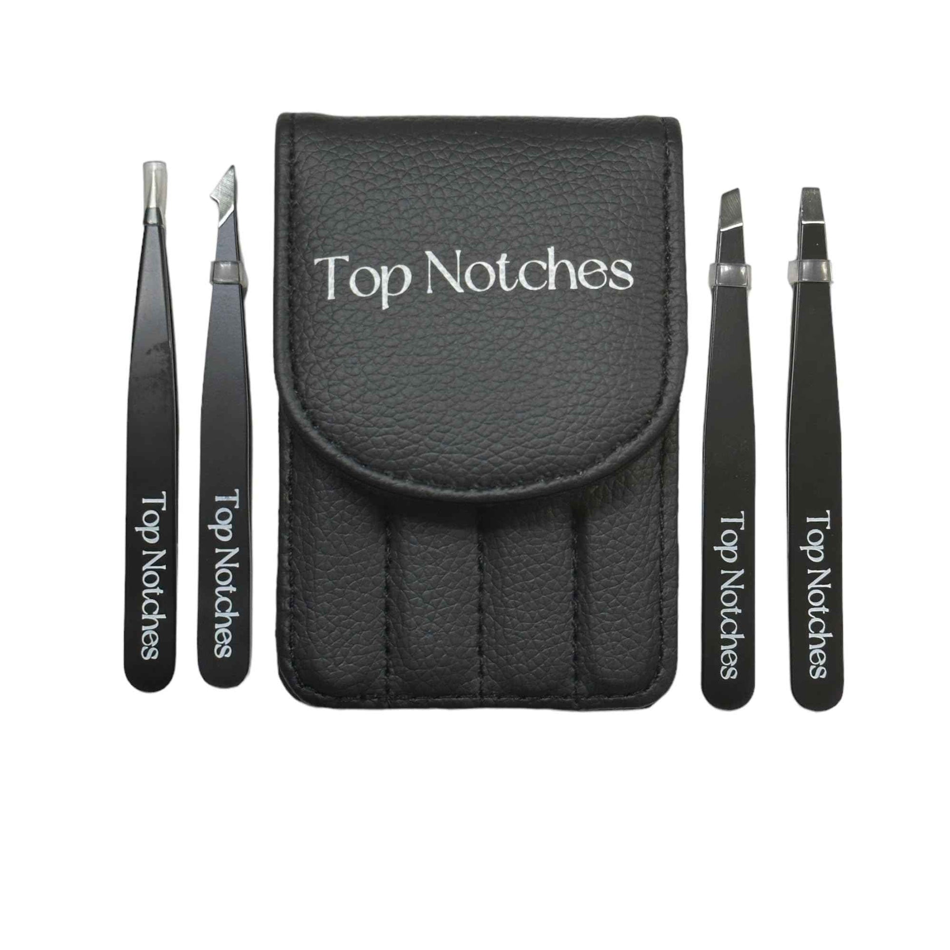 Top Notches Tweezer Set - High Grade Tweezers For Women And Men, Perfect For Eyebrows Facial Hair Ingrown Hair And Splinter Removal