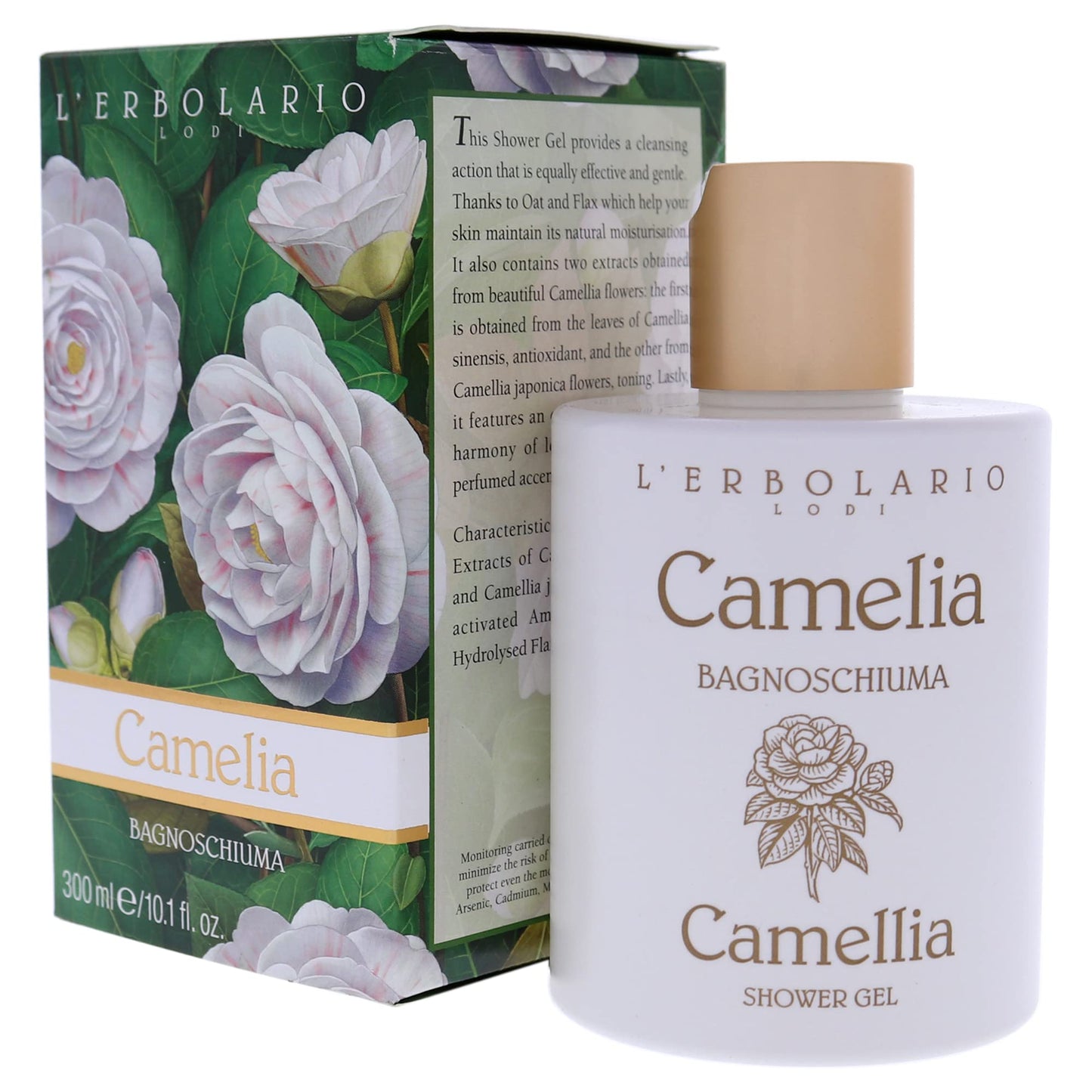 L'Erbolario Camellia Shower Gel - Effective And Gentle Cleansing Action - Helps Skin Maintain Its Natural Moisture - Harmony Of Long Lasting Perfumed Accents - Silicone And Paraben Free - 10.1 Oz