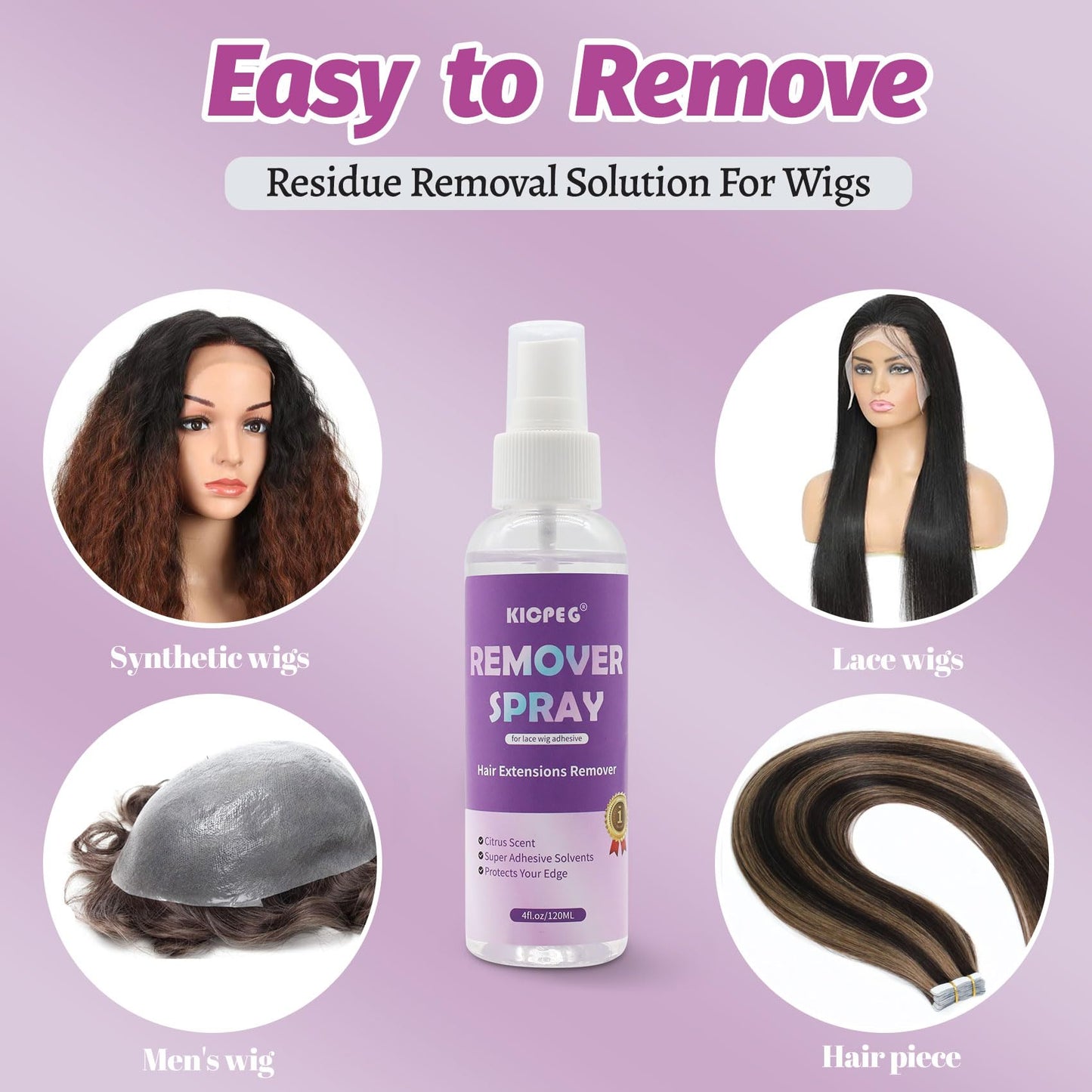 Lace Wig Glue Remover Tape in Extension Remover Spray,Wig Remover for Front Lace Wig Fast Removes Gentle Use on Hair Line