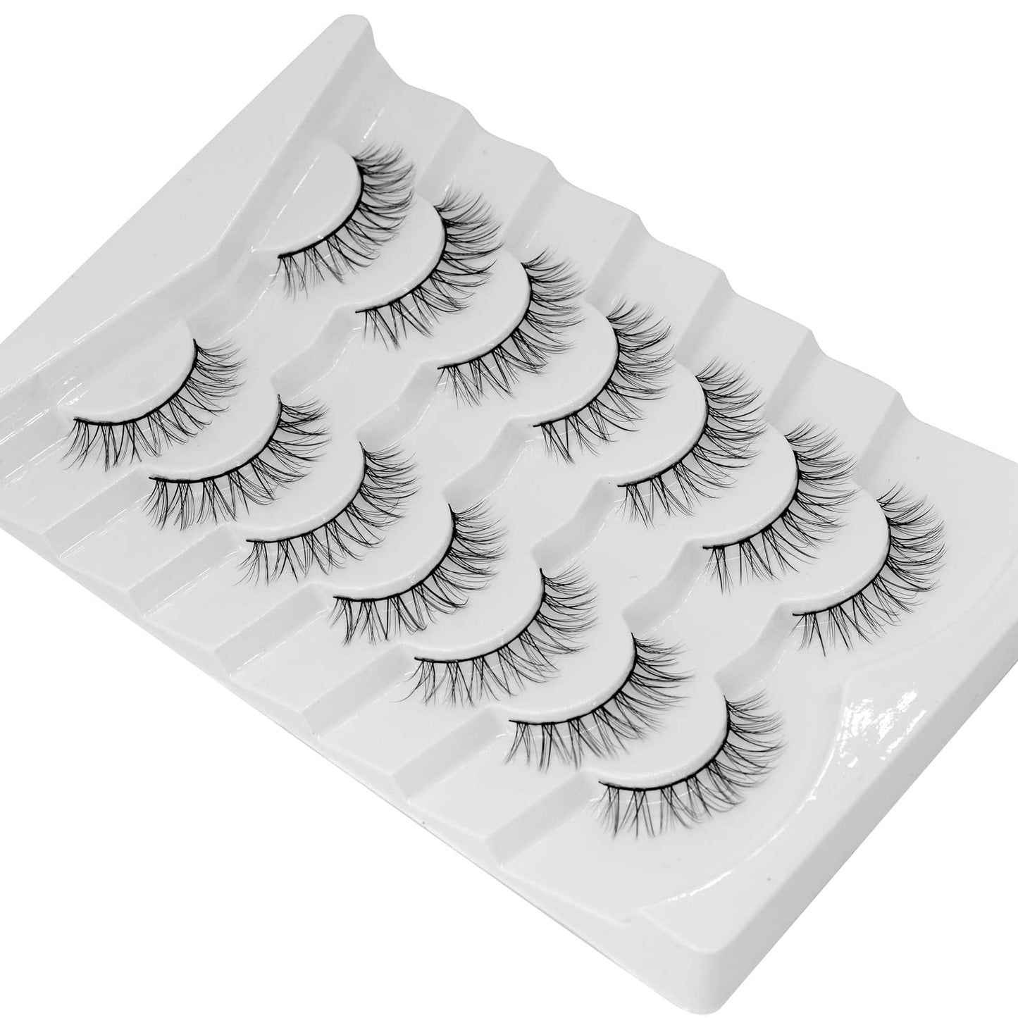 Bluesmurfs Fake Eyelashes Natural Look False Lashes Soft Thin Band Eyelashes Daily Use False Eyelashes 7 Pairs Pack