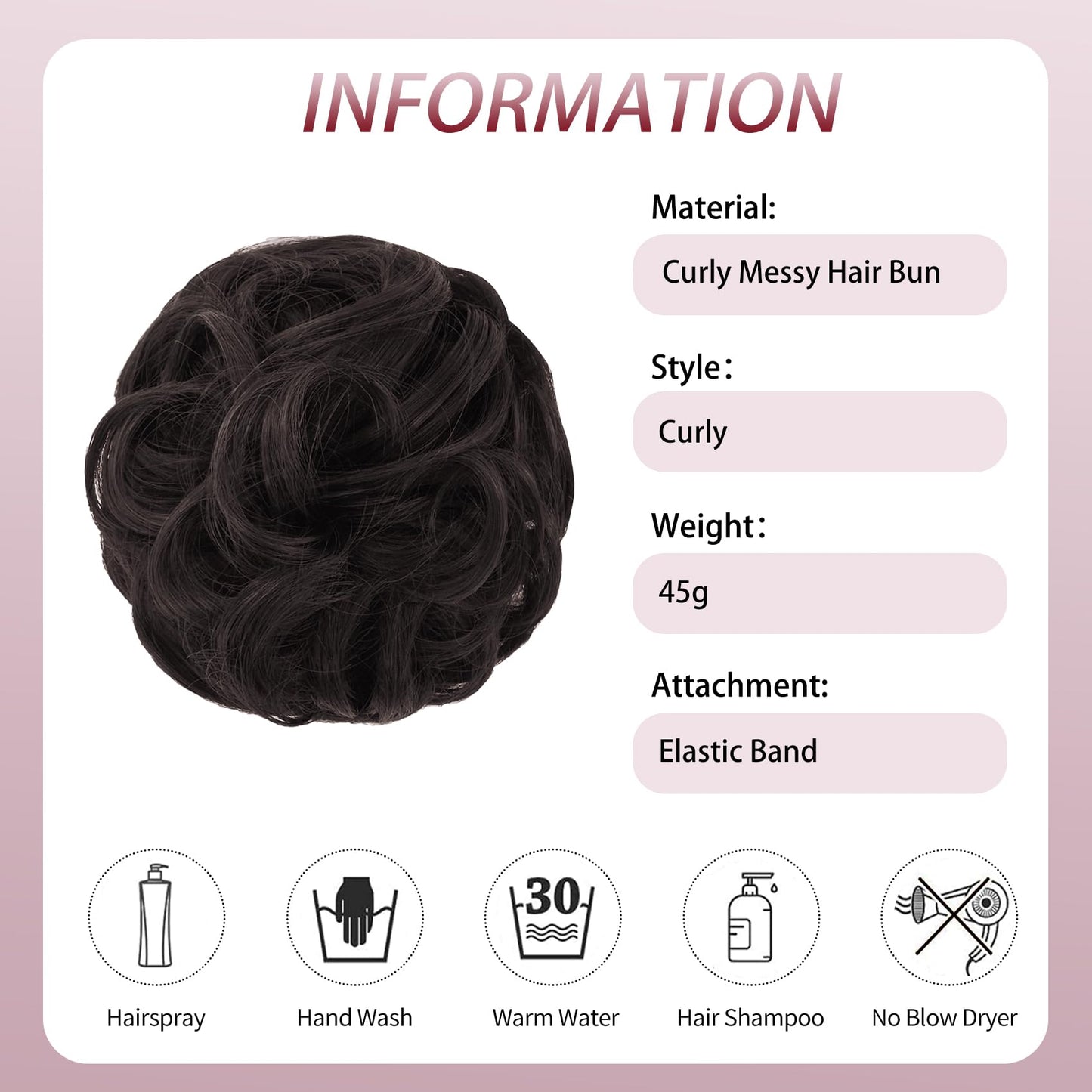 Lynclare Messy Bun Hair Piece Wavy Synthetic Hair Extension，Curly messy Bun Scrunchie Extensions for Women， Chignon Tousled Updo Ponytail Hairpieces with Elastic Rubber（Medium Brown）