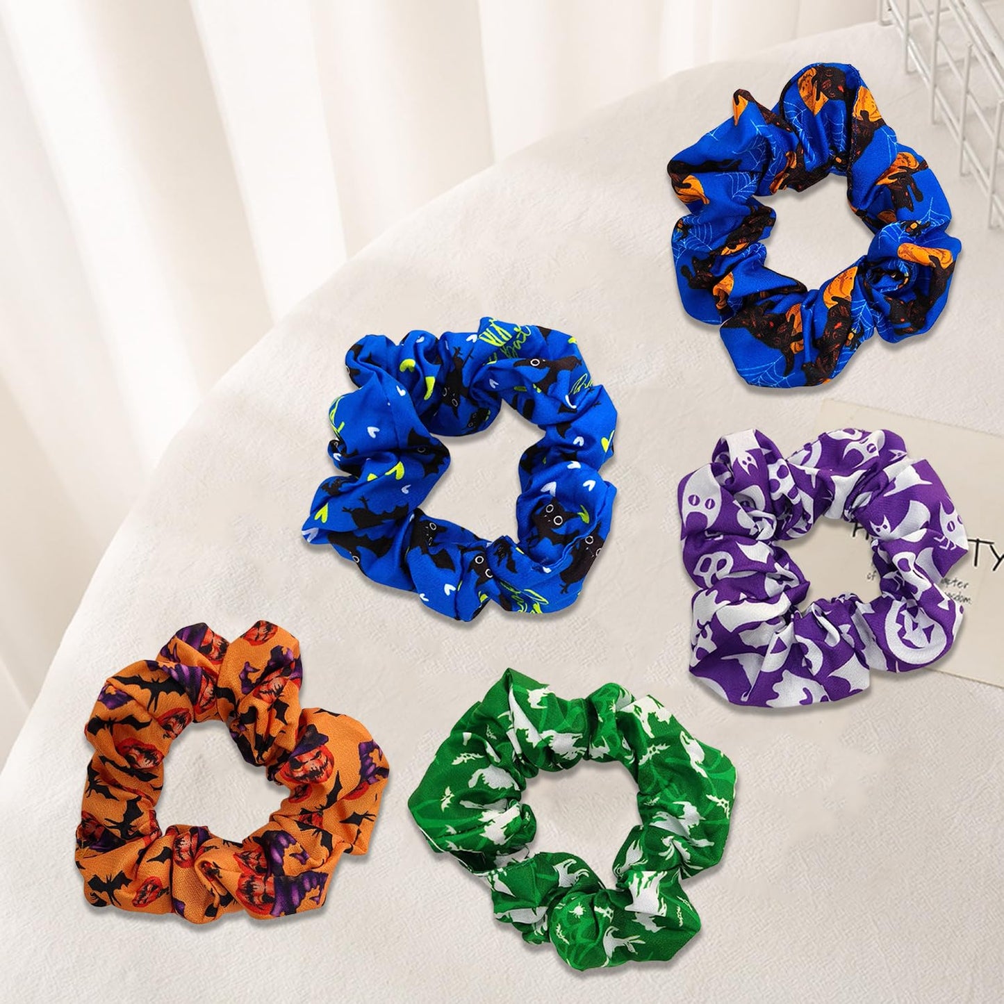 Halloween Hair Ties Halloween Elastic Hair Scrunchies Hair Bands Stretchy Halloween Hair Ropes Hair Loop Halloween Hair Accessories for Women (A)