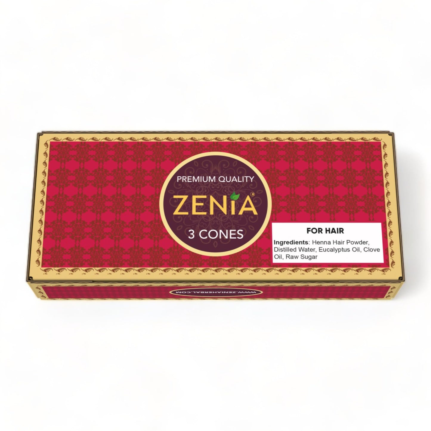 Zenia (Pack of 3) 100% Natural Henna Hair Color Paste Hair Dye Cones Dark Reddish-Brown Color 25g Each Cone
