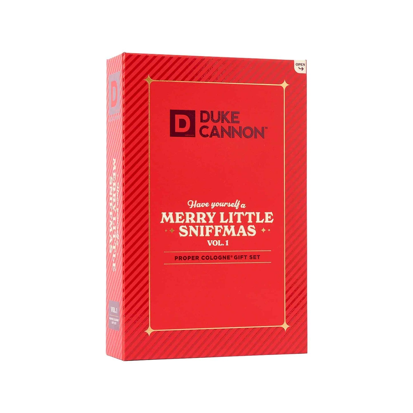 Duke Cannon Merry Little Sniffmas Giftset - travel-sized trio of Duke Cannon Proper Cologne® - Holiday Cologne Gift Set - eau de parfum - Sawtooth, Buck Moon, Midway