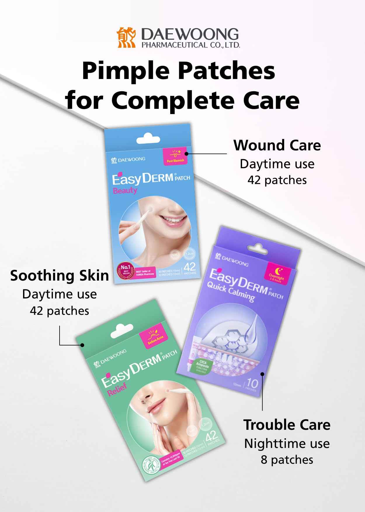 EasyDerm Quick Calming Patches(20 Patches) and Relief Invisible Patch(42 counts)