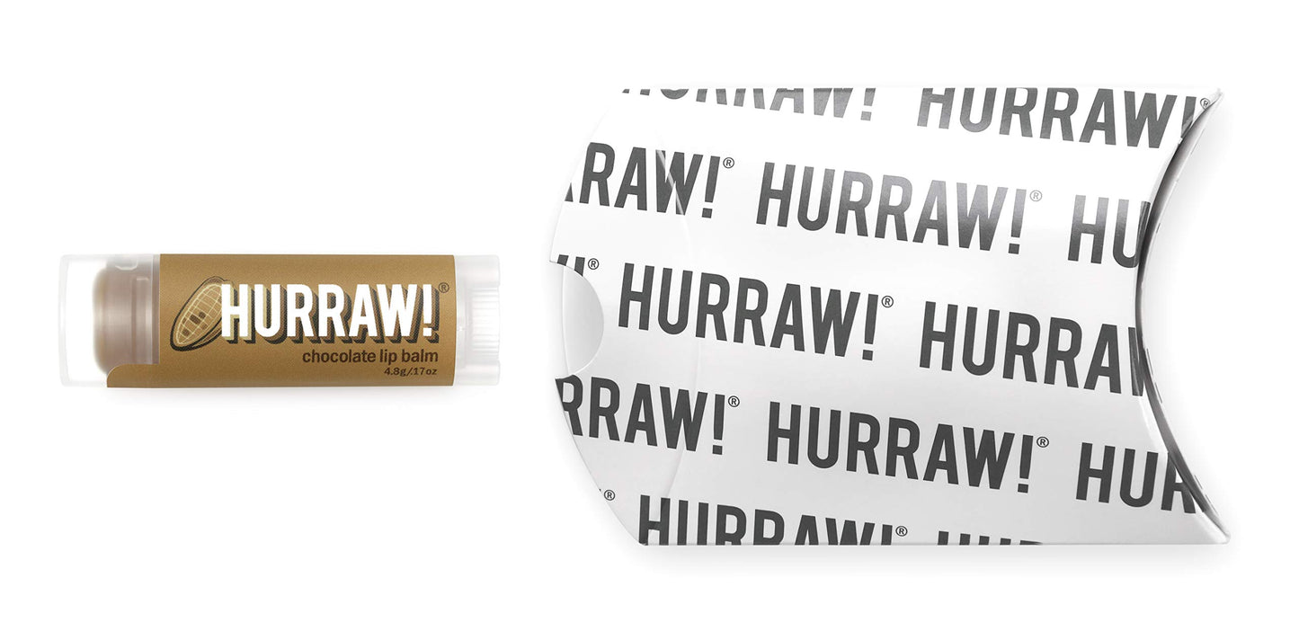 Hurraw! Chocolate Lip Balm: Organic, Certified Vegan, Cruelty and Gluten Free. Non-GMO, 100% Natural Ingredients. Bee, Shea, Soy and Palm Free. Made in USA