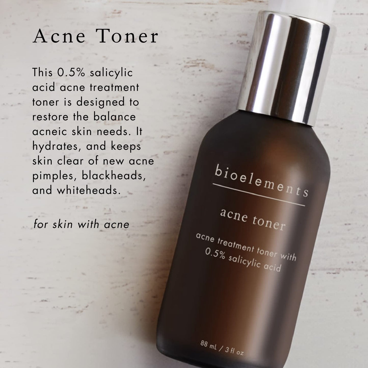 Bioelements Acne Toner - 3 fl oz - 0.5% Salicylic Acid Acne Treatment - Vegan, Gluten Free & Fragrance Free - Never Tested on Animals