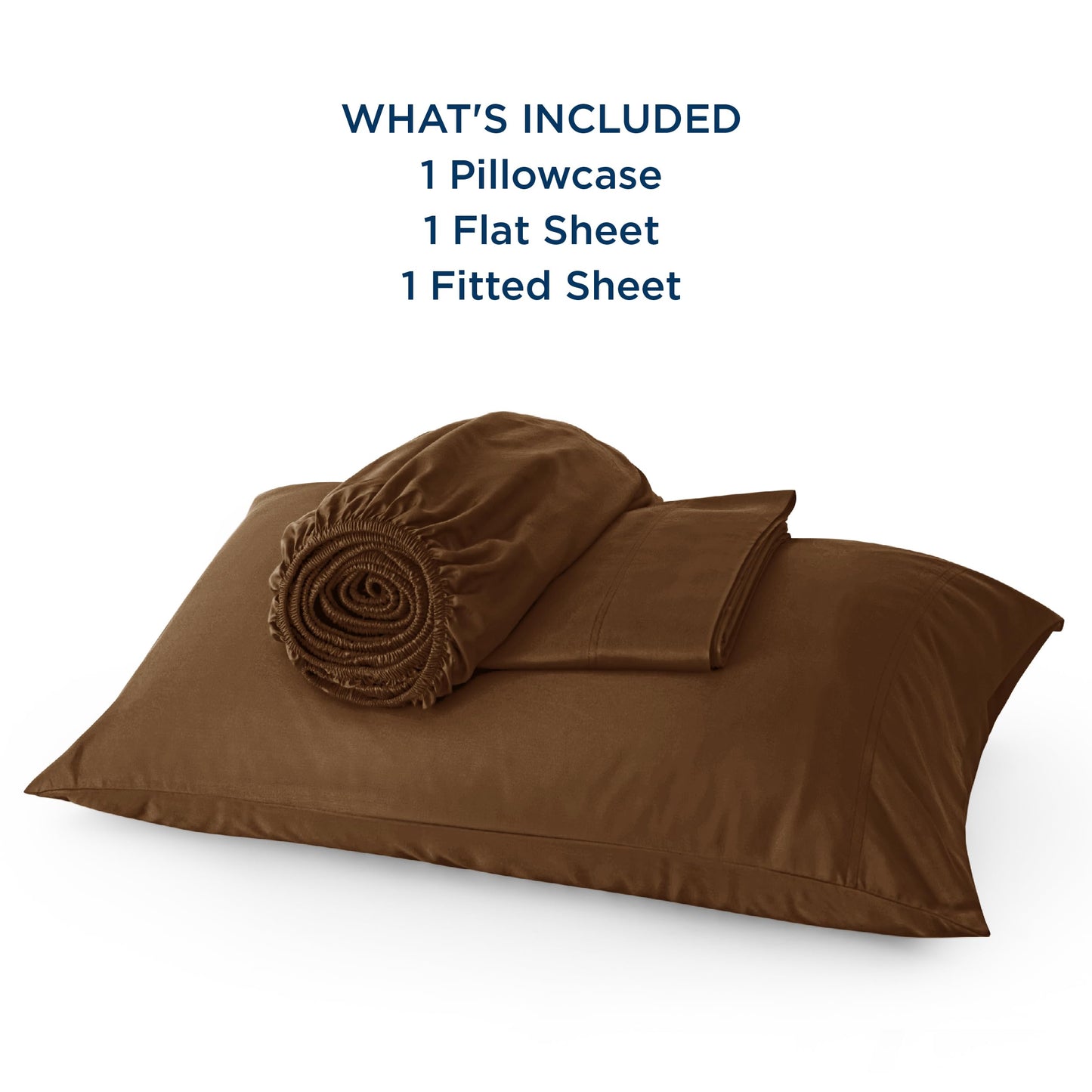 Bedsure Twin Sheets Set, Cooling Sheets Twin Size Bed Set, Rayon Derived from Bamboo, Twin Size Sheets, Breathable & Soft Bed Sheets, Hotel Luxury Silky Bedding Sheets & Pillowcases, Brown