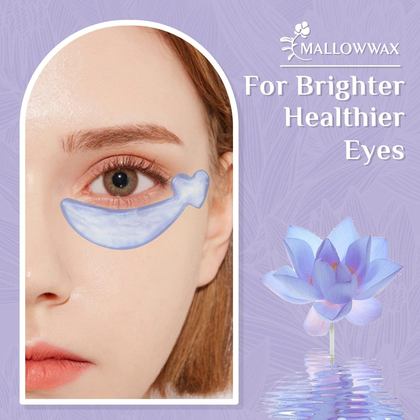 Mallowwax Under Eye Mask Patches - Targets Dark Shadows, Bags, and Puffiness Around the Eye Area Lotus Under Eye Mask Skincare - Anti Wrinkle Eye Pads Kit (20pairs)