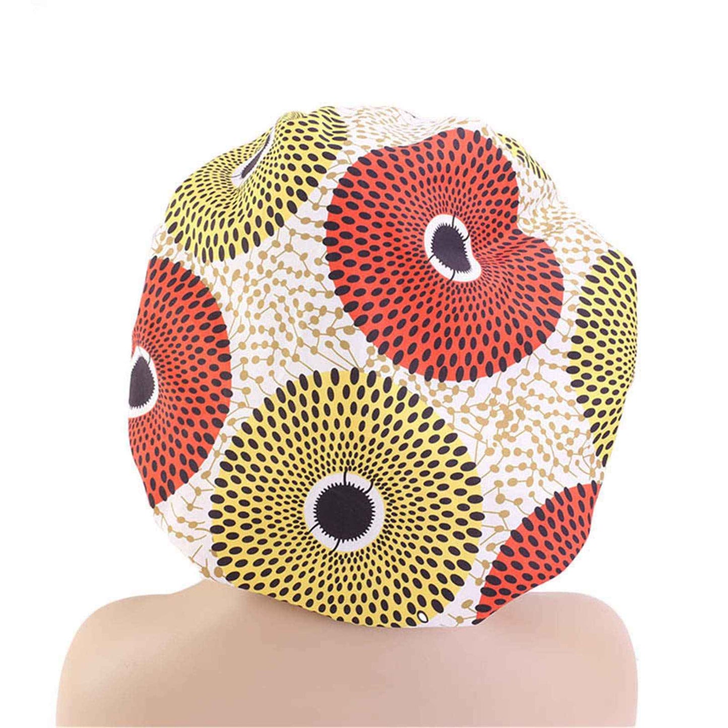 Qianmome Women Double-Layer Extra Large Print Satin Bonnet Sleep Cap African Pattern Fabric Ankara Bonnets
