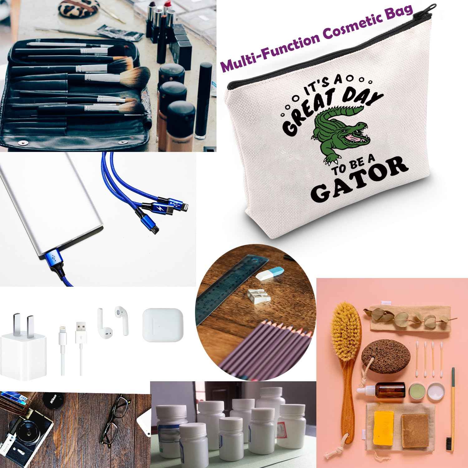 TSOTMO Gator Gift Alligator Gift Gator Cosmetic Bag for Alligator Lovers Animal Lovers Gift Crocodile Zoo Gift