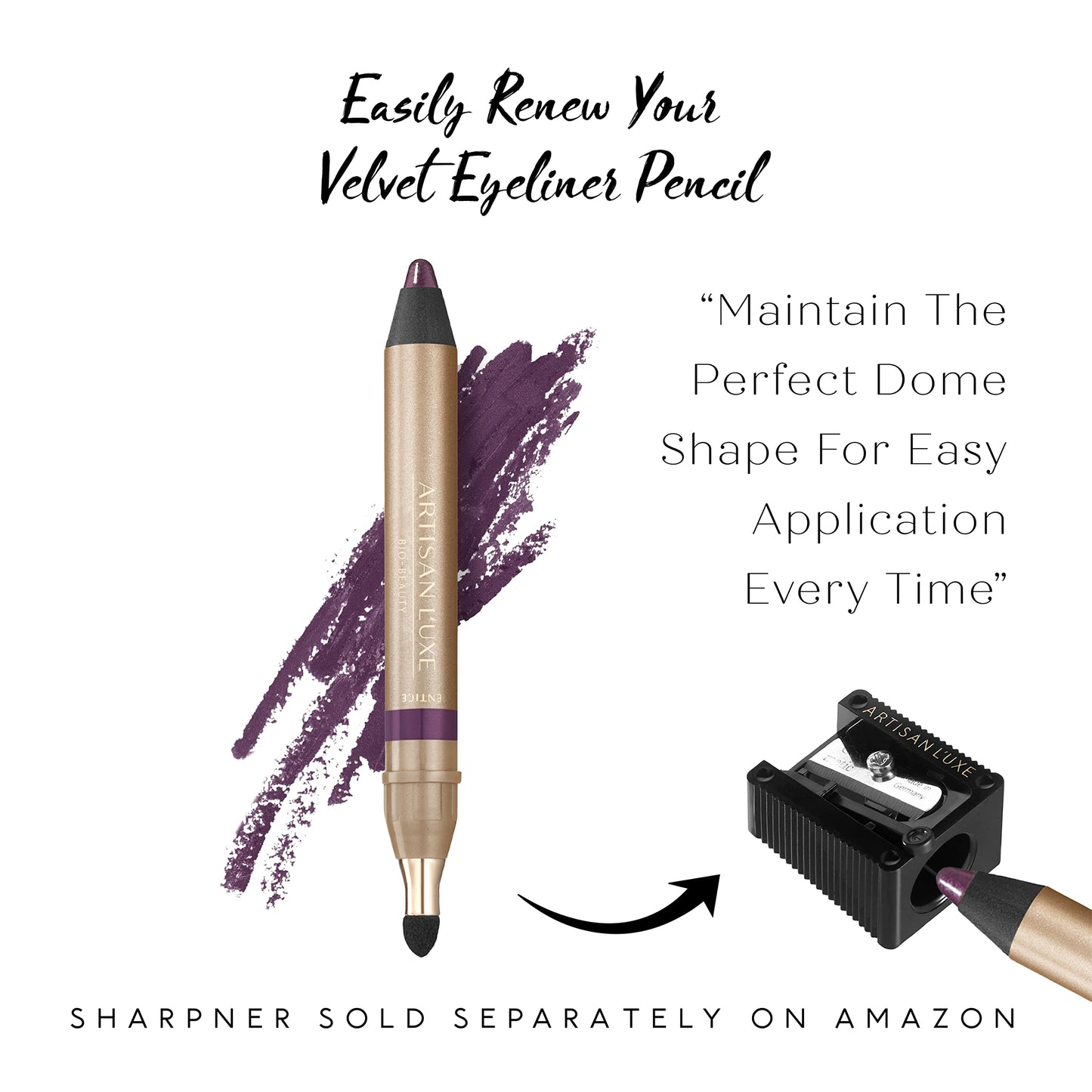 Artisan L'uxe Beauty Velvet Jumbo Eyeliner Pencil - Smokey Eyes in 3 Minutes - Water-Proof, Smudge-Proof, Long-Lasting - Age-Defying Essential Oils - Entice (Shade: Violet)