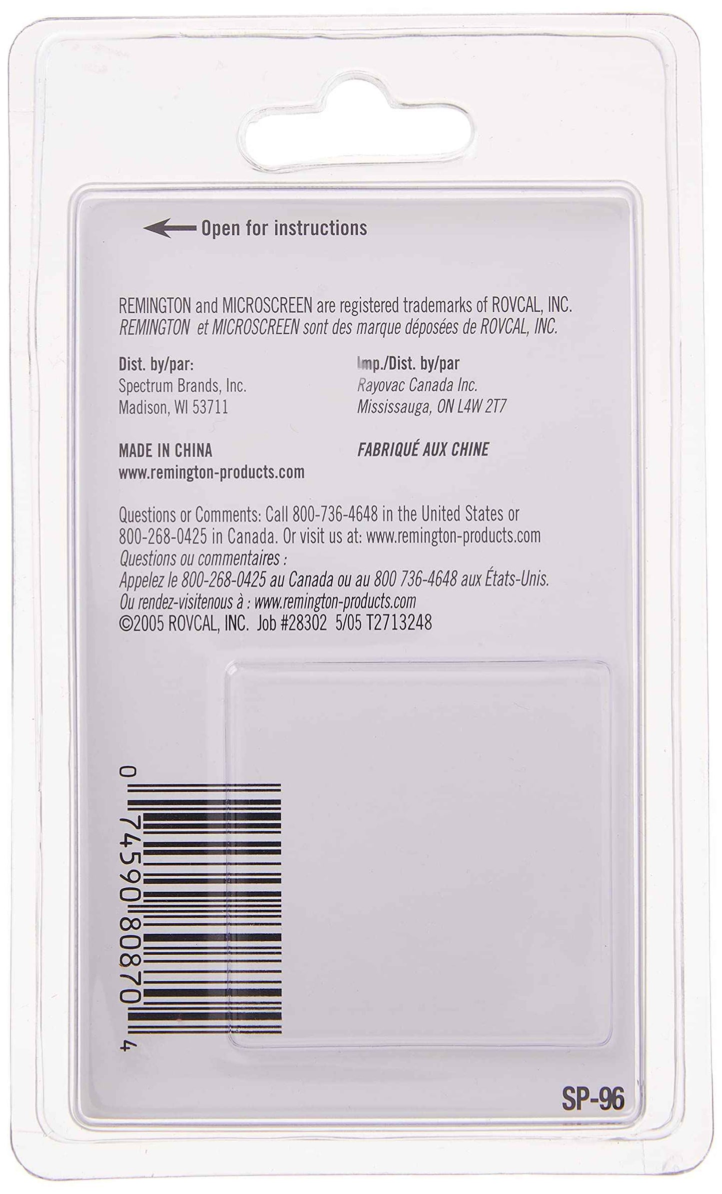 Remington SP-96 Replacement Foil Cutters & Heads, Black
