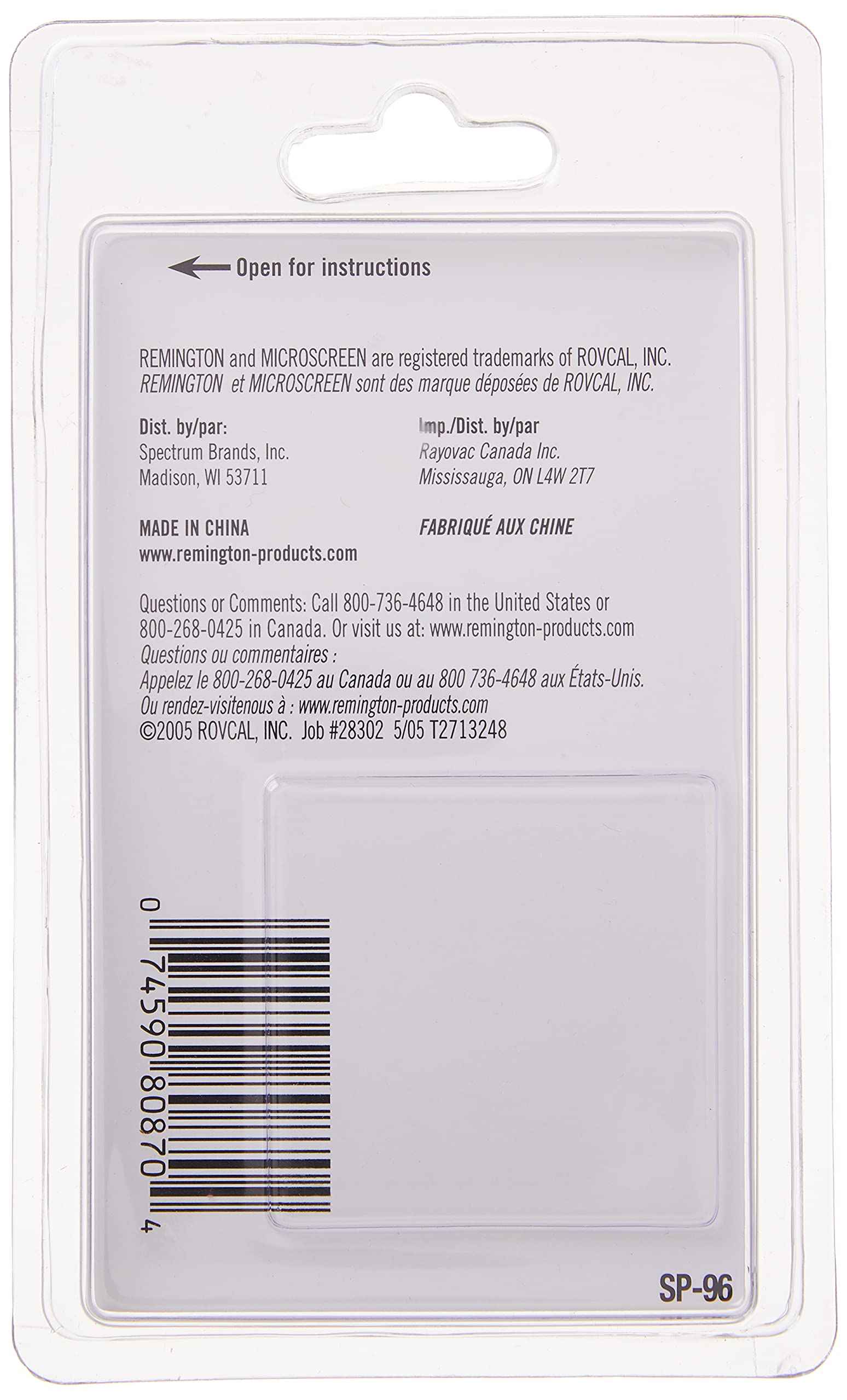 Remington SP-96 Replacement Foil Cutters & Heads, Black