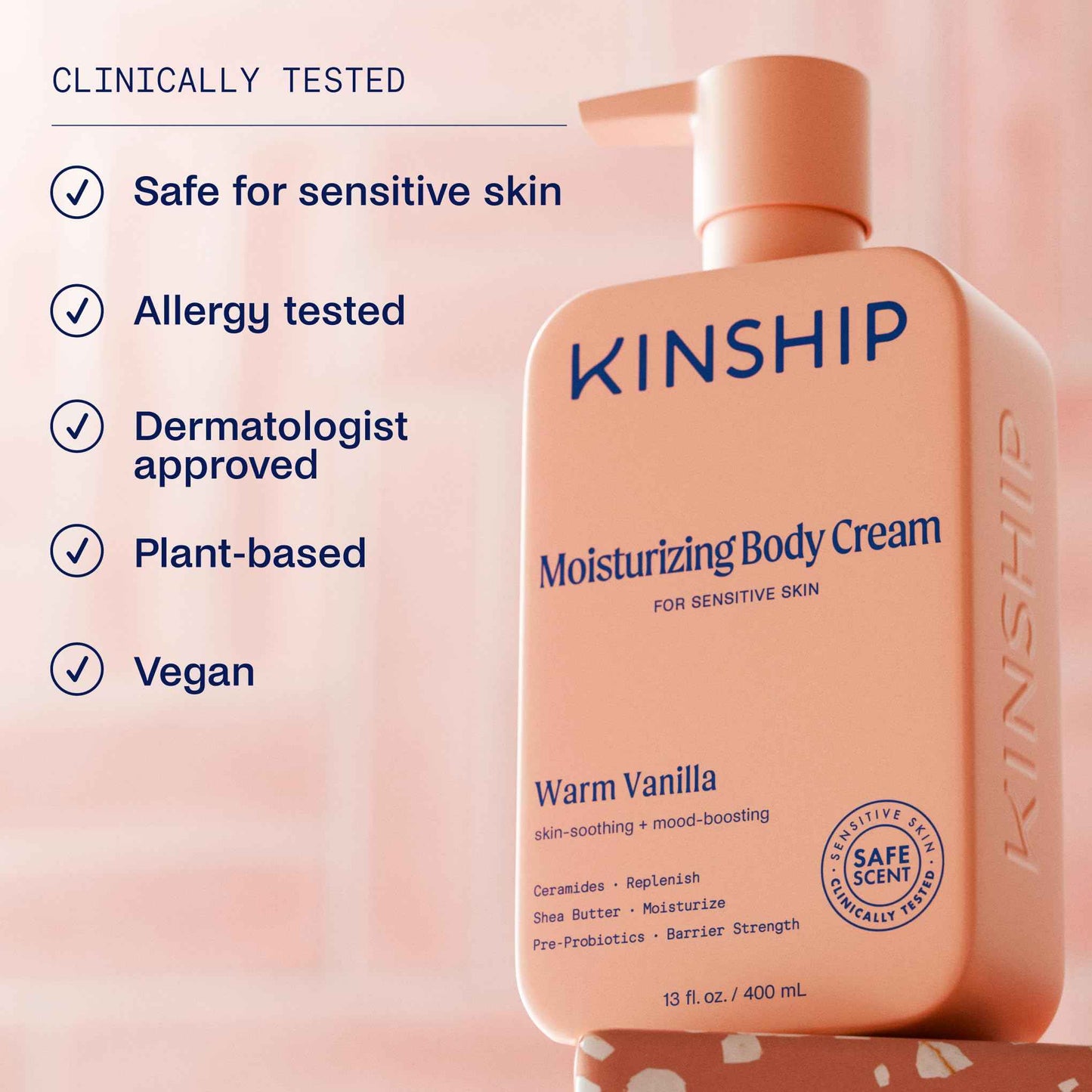 Kinship Gentle Moisturizing Body Lotion for Sensitive & Dry Skin | Eczema Relief Cream | Fragrance-Free Hydrating Cream | Shea Butter Vanilla Lotion, 13 oz