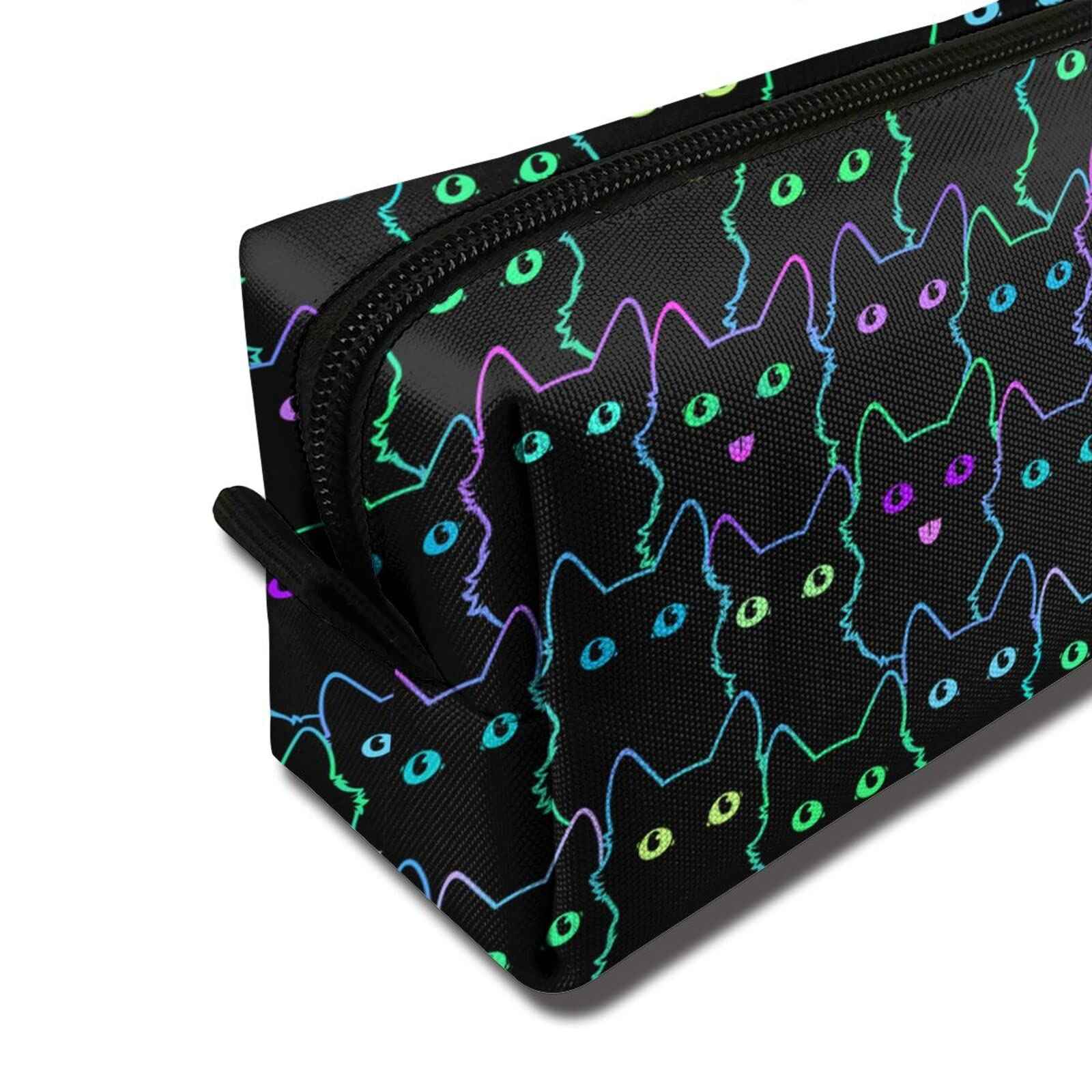 MOLIAN Cute Cat Silhouettes Makeup Bag For Women, Portable Cosmetic Bag Zipper Pouch Travel Toiletry Organizer Bag