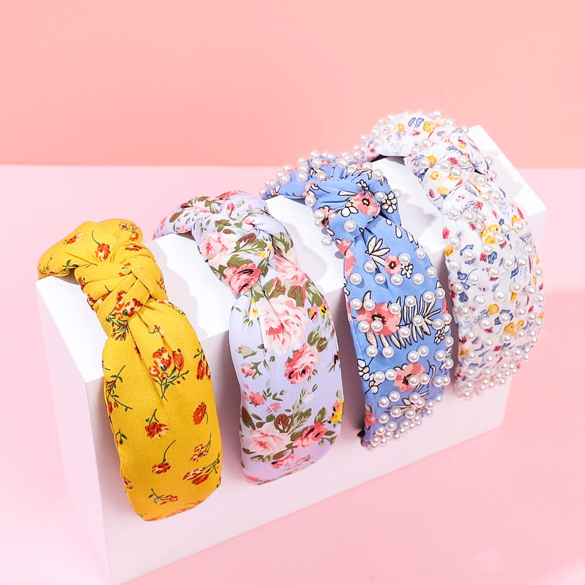 Floral Pattern Knot Headband Women Knotted Cute Hairband Stylish Fashion Padded Hair Hoop Summer Hair Accessory