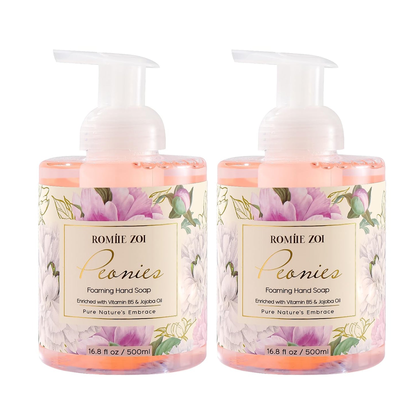 ROMIIE ZOI Foaming Hand Soap with Gift Box - Peonies - 500ml/ 16.8 fl.oz(Pack of 2)