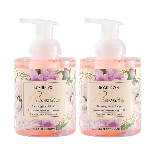 ROMIIE ZOI Foaming Hand Soap with Gift Box - Peonies - 500ml/ 16.8 fl.oz(Pack of 2)