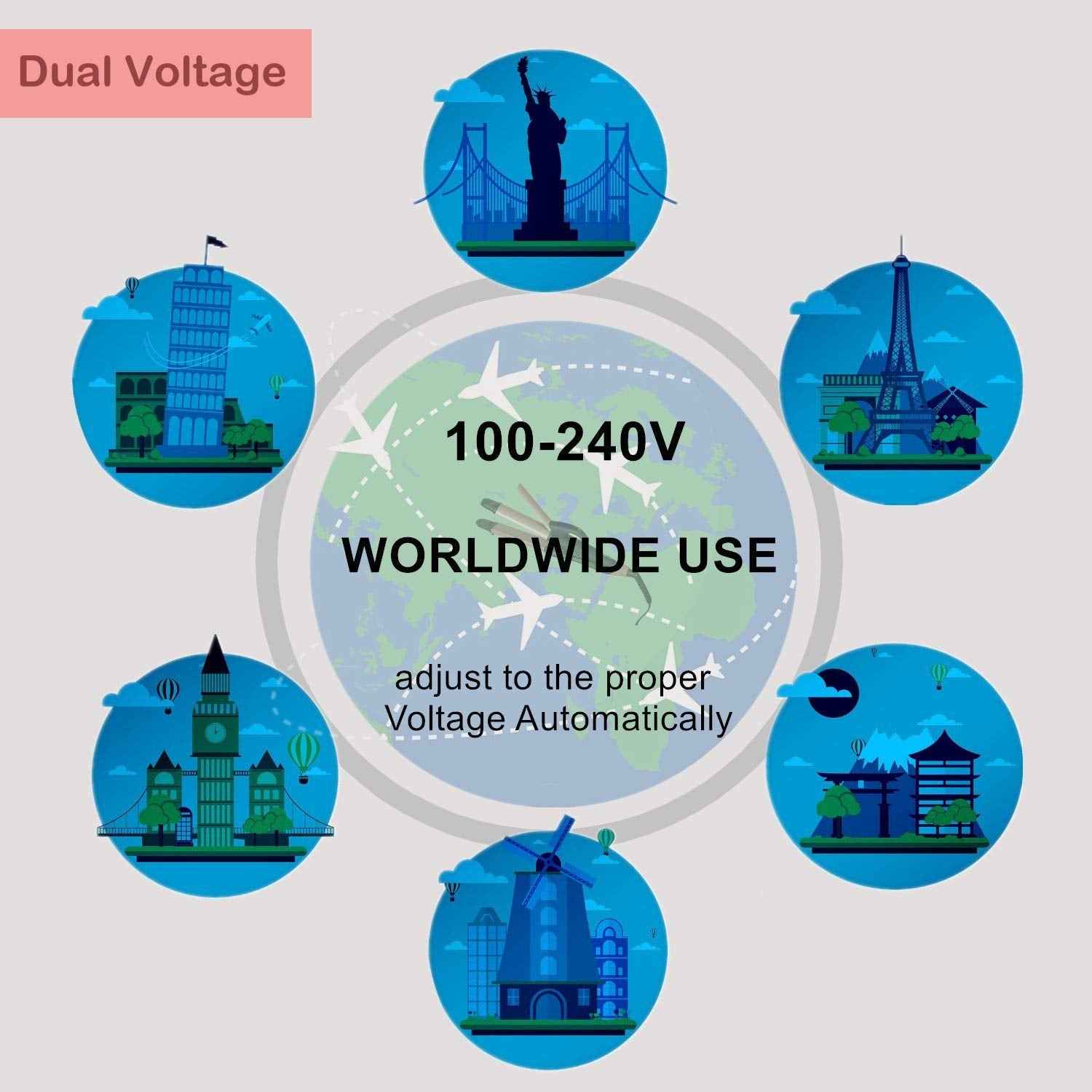 2 in 1 Travel Curling Flat Iron Dual Voltage Mini Hair Straightener and Curler (Rose Gold)