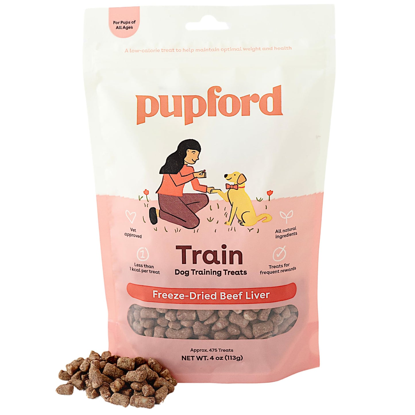 Pupford Freeze Dried Training Treats for Dogs & Puppies, 475+ Three Ingredient Bites (Beef Liver, 4 oz)