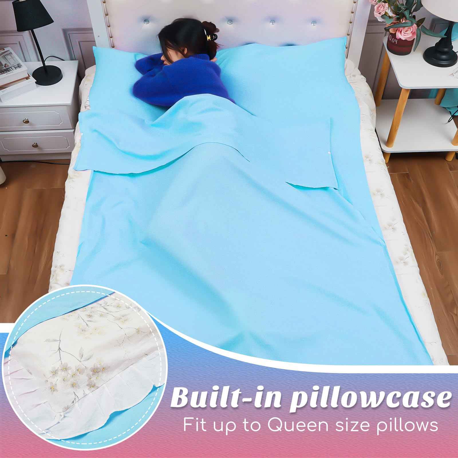 Irenare 2 Pcs Self Tan Sleep Sack Lightweight Breathable Tanning Body Self Tanners Sleeping Sac Protect Sheets from Dark Tanner for Bed Travel Sleeping Bag(Pink, Blue)