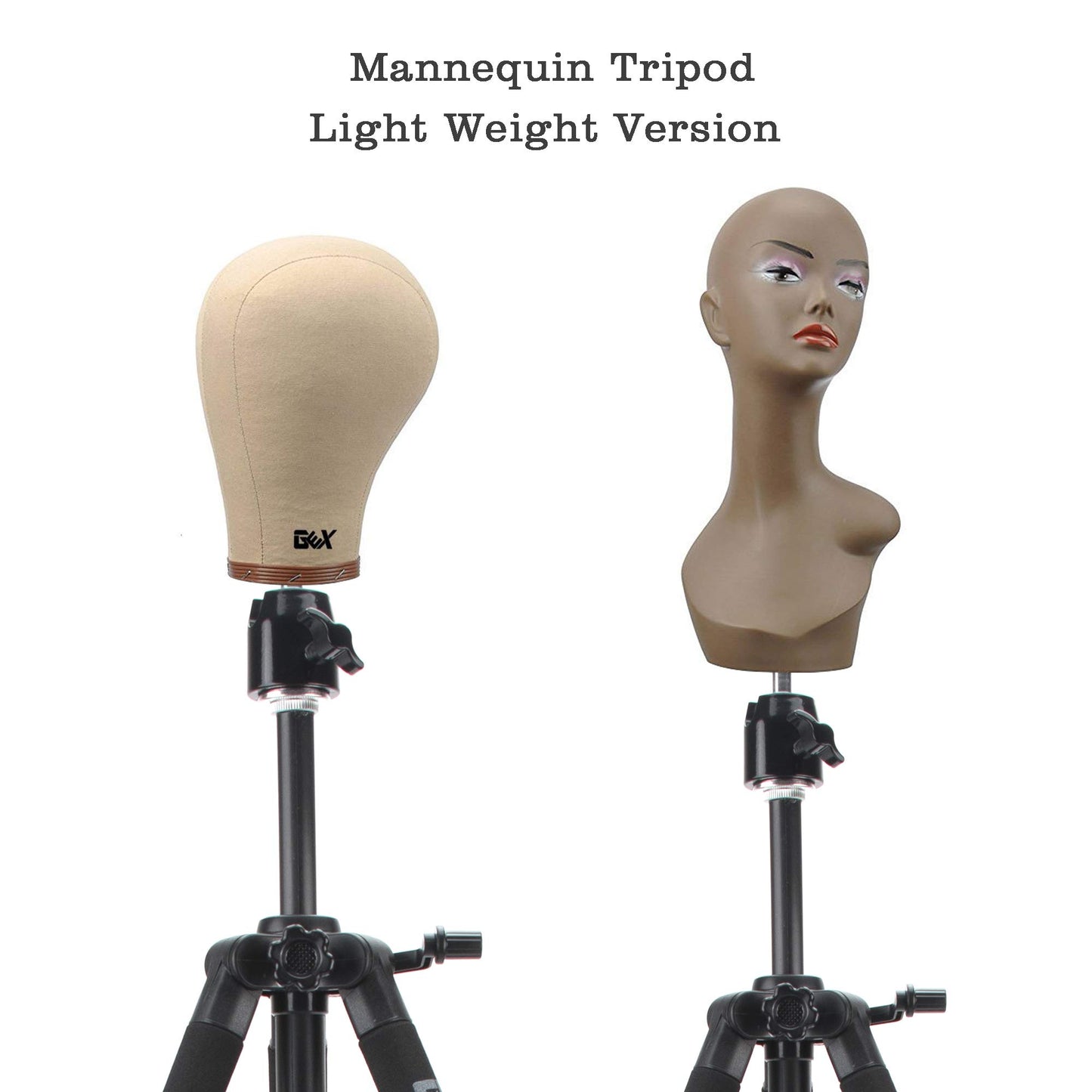 GEX 55" Mannequin Tripod Stand Canvas Block Training Doll Manikin Head Wig Stand for Cosmetology Hairdressing (Rose Gold)