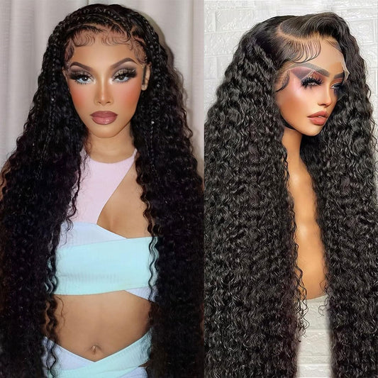 Fadaina 13x6 Deep Curly Lace Front Wigs Human Hair 180 Density, 24 Inch Curly Lace Frontal Wig Human Hair Pre Plucked with Baby Hair (24inch, 13x6 Curly Wig)