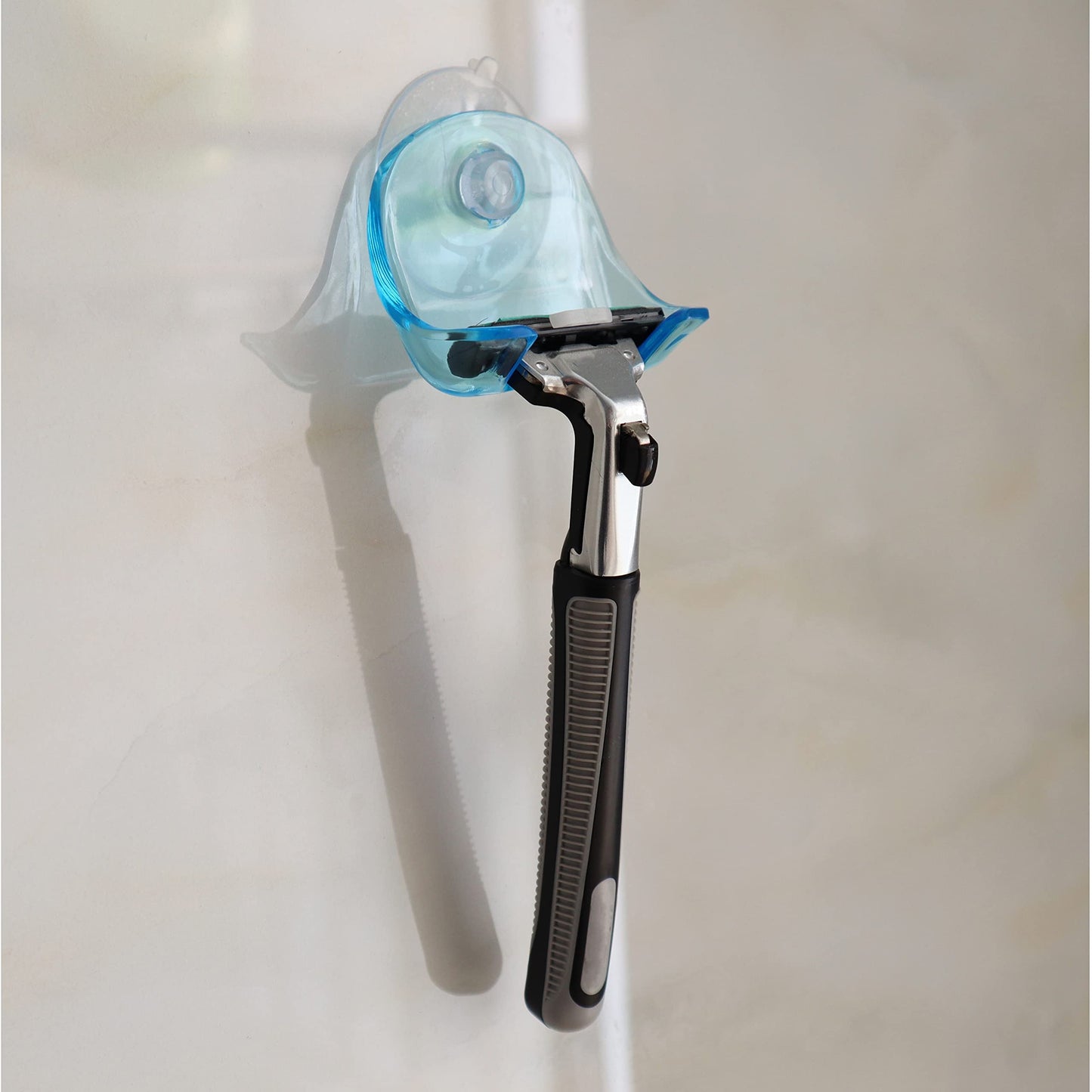 EIKS 2 Pack Portable Razor Holder Rack Shelves with Suction Cup Hooks Apply for Shower Bathroom Travel Wall Mounting Reusable