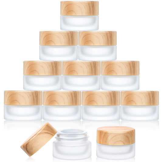 Glass Cosmetic Containers Empty Sample Jars with Leak Proof Lids Makeup Sample Containers for Lotion Cream Cosmetic (10 Pieces,5 Gram)
