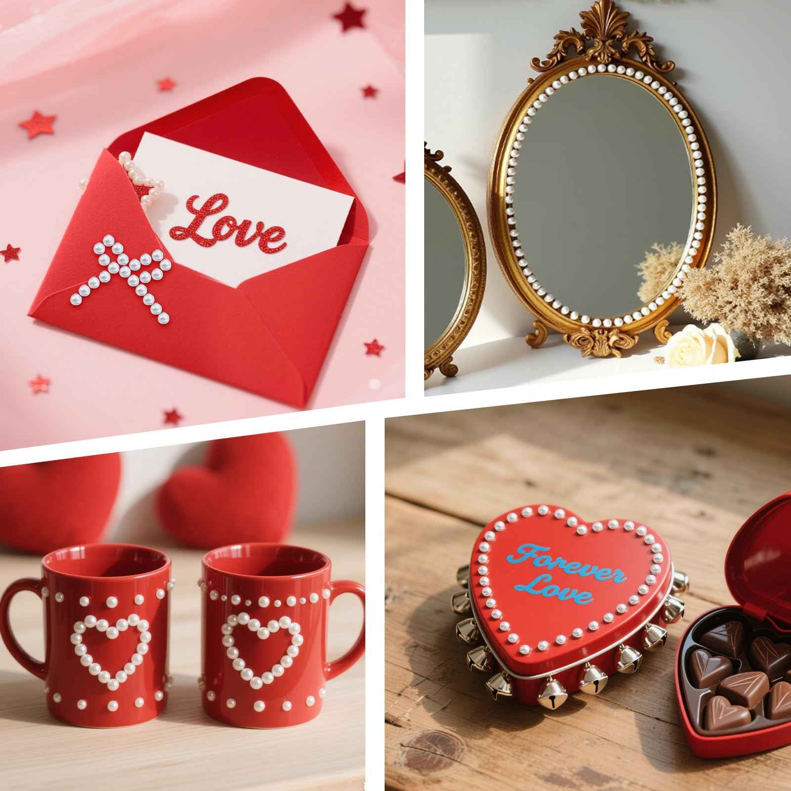 Pearl Stickers for Hair Decoration, Self-Adhesive Gems, 3-6mm White Jewels, Face Body Nail Art Craft (1320)