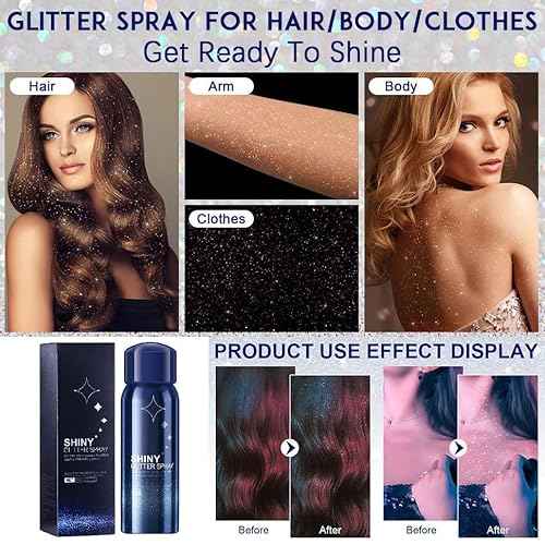 Body Glitter Spray, Perfect Body Glitter for Music Festival Stage Makeup and Festival Rave Highlighter Makeup. (2 Pcs)